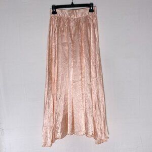 Vintage Smart Set Peach Crinkly Satiny Maxi Skirt S